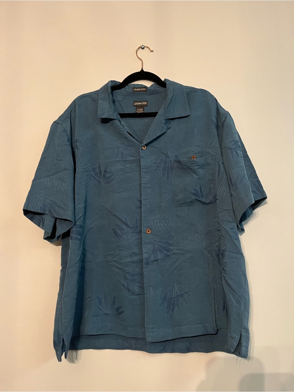 St. John's Bay Blue Short-Sleeve Camp Shirt
